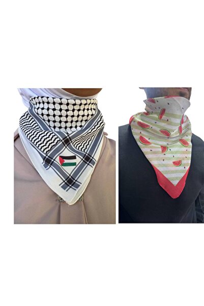 ALDAIYR 2 قطعة وشاح بتصميم فلسطيني 50×50 مناسب للجنسين للاستخدام اليومي، شال ...