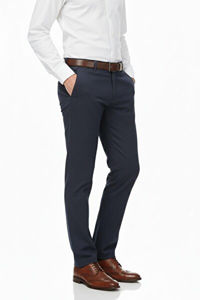 KAMER Men's Regular Fit Classic Unpleated Canvas Trousers P1168 Bgl-St04796