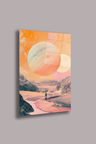 gxe.art Γυάλινη ζωγραφική 4 χιλιοστών Pink Planets – Ονειρική κοσμική εκτύπωσ...