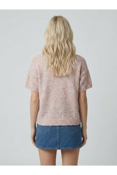 Qoolest Women's Powder Soft Textured Wool Short Sleeve Oversized Knitwear Sweater