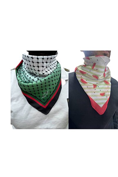 ALDAIYR 2 قطعة وشاح بتصميم فلسطيني 50×50 مناسب للجنسين للاستخدام اليومي، شال ...