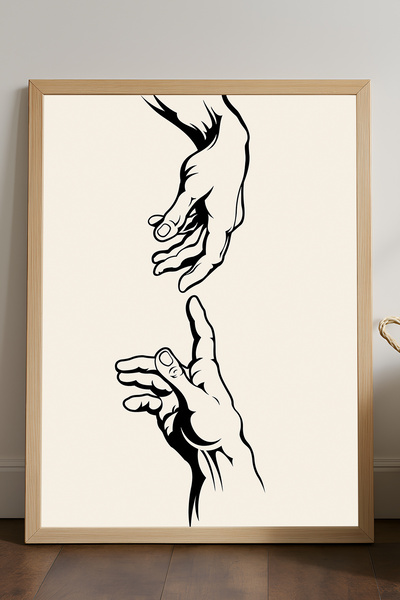 Duvarda Η Δημιουργία του Αδάμ, αφίσα με φυσικό ξύλινο πλαίσιο, διακοσμητική κ...