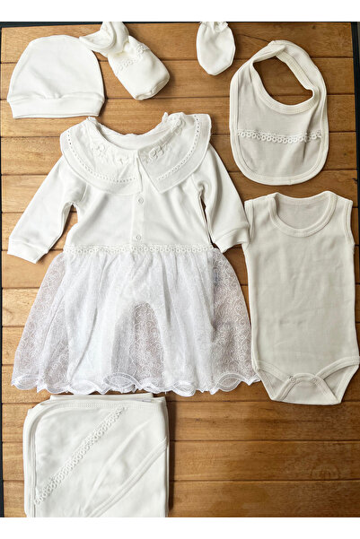 Point طقم بناتي 7 قطع للعيد، مناسب للمستشفى، للأعمار من 0-3 أشهر، 100% قطن، قطن
