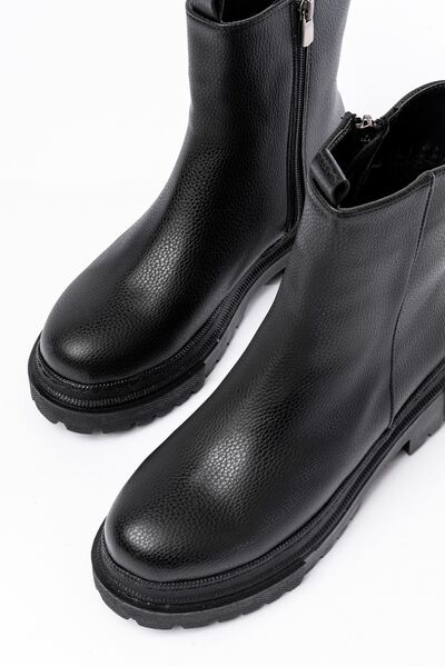 Zerenyus Zri̇n812-2012 Premium Black Zippered Casual Women's Boots