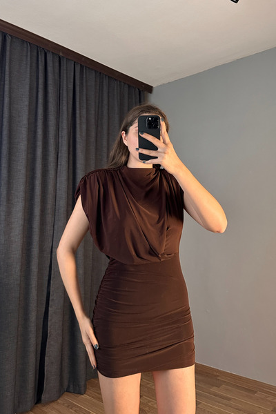 Sorridi Drapeli Vatkalı Mini Elbise