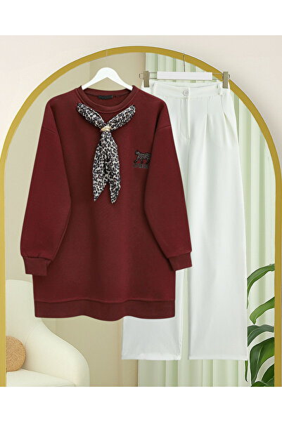 HİJABAYA Шал с леопардов принт 3-слойна суитшърт