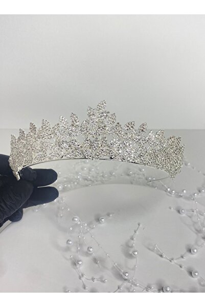 cugy parti malzemeleri CORONĂ DE MIREASĂ CU FRUNZE DE PARADIS DE SILVER CRYST...