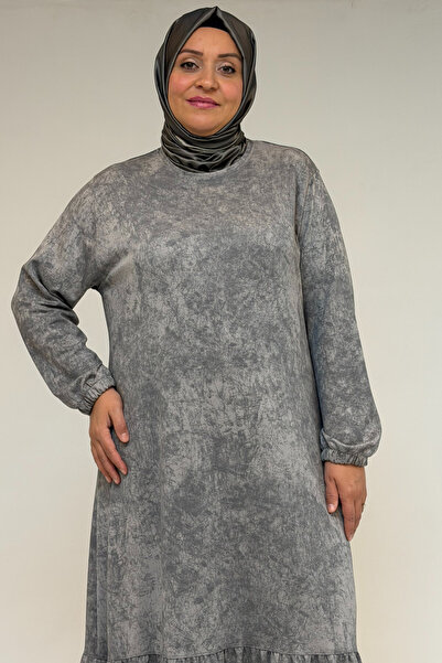 Eslina 52032 Φόρεμα με βολάν μεγάλου μεγέθους - Batik Grey