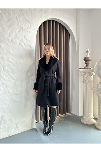 verabelle Long Faux Fur Detailed Coat