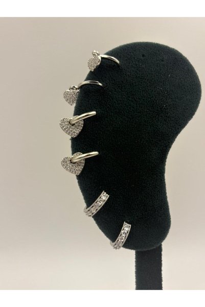 JEWELRY Zirkon Taşlı 6 'lı Küpe Seti