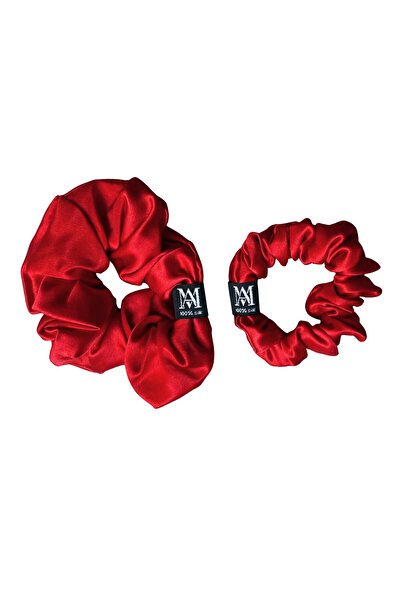 MATASIA Set 2 Elastice de Păr din Mătase Naturală Mulberry 22 Momme – Rosu, M...