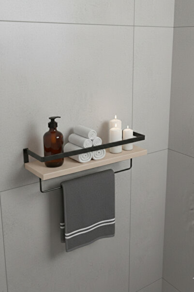 Milonsa Wall Shelf Metal Wooden Bathroom Organizer |   Towel Holder Bathroom ...