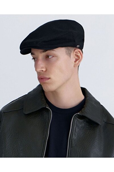 eleven market Kışlık Kaşe Şapka Yün Düz Renk Spor London Kasket -Siyah