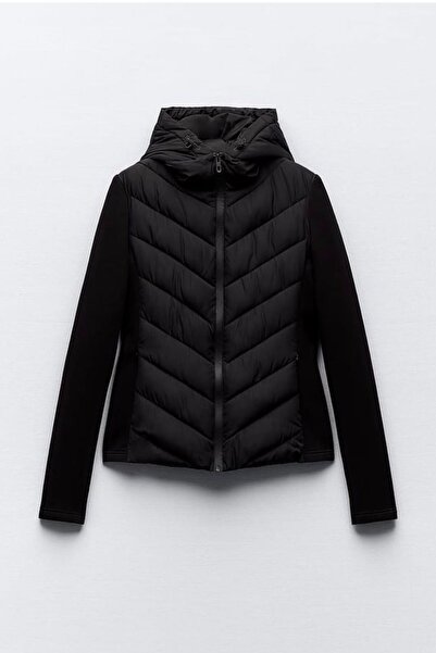 OTAKU Women's Softshell Sleeves Hooded Double Pockets Thermal Inflatable Coat