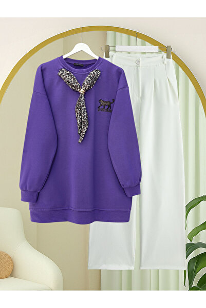 HİJABAYA Шал с леопардов принт 3-слойна суитшърт