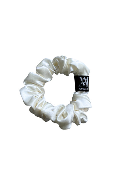 MATASIA Mulberry 22 Momme Silk Hair Tie – Ivory, Size M | MATASIA®