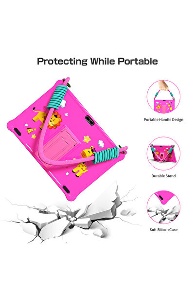 Juloria Tableta copii M10 10.1'' Android 12, 64GB, 4GB RAM, IPS HD, 6000mAh, roz