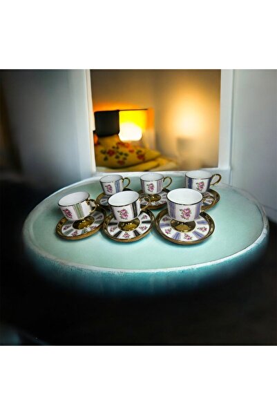 Kosova Porselen Ayaklı Fincan Takımı 6lı 90 cc (RSY-248)