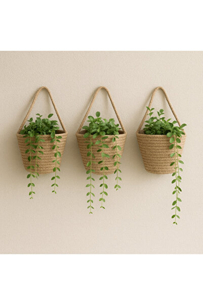 ÖRGÜM Basket 3-Pack Decorative Mini Basket Flower Organizer 10X12 cm Plants a...