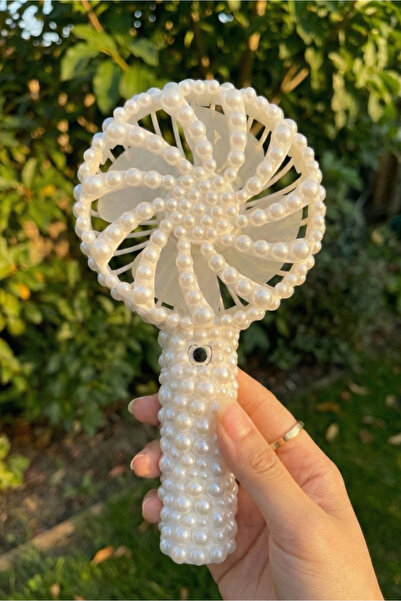 Happyline İncili Vantilatör Ofis Araç El Mini Fan Taşınabilir El Vantilatörü Şarj Edilebilir Mini Vantilatör