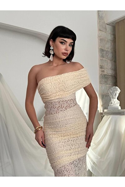 Julidress One Shoulder Maxi Long Length Premium Design Lace Dress