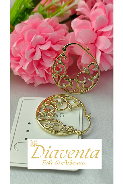 DİAVENTA TAKI VE AKSESUAR Xuping 14K Gold Desenli Halka Model İşleme Desen Küpe