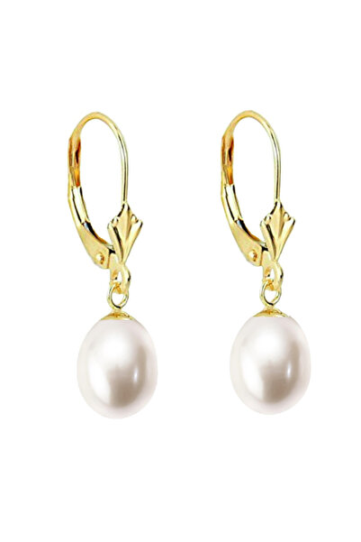 Kaskadda Cercei Perle Albe, Naturale, Formă Lacrimă 8/5 mm și Aur Galben 14K ...