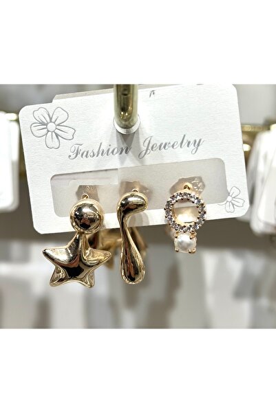 FASHİON JEWELRY طقم أقراط من اللؤلؤ النجمي مكون من 3 قطع