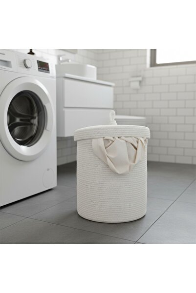 Comfort Craft Jüt Kapaklı Hasır Kirli Çamaşır Sepeti Beyaz | Oyuncak, Banyo O...