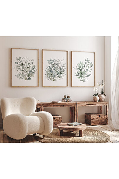 NinaStore Yabani Çiçek Fidanlık Baskısı: Adaçayı Yeşili Bohem Çiçekli Duvar S...