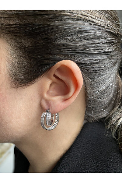 GOX أقراط دائرية مزدوجة الطبقات من الحجر