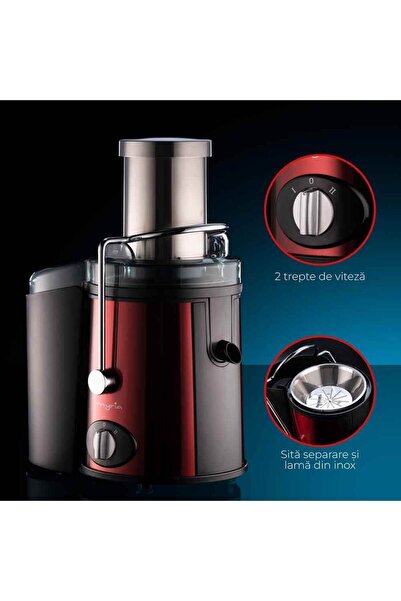 MyRia Fruit and vegetable juicer MY4013, 1.1l, 800W, 2 power levels, black-red