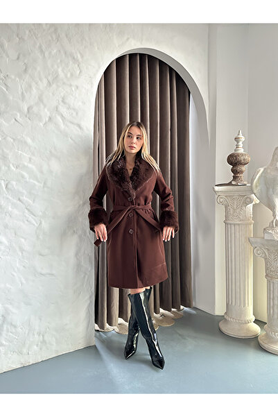 verabelle Long Faux Fur Detailed Coat