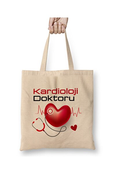 Toyaso Cardiology Doctor Physician Gift White Cloth Bag Long Handle Shopping Bag Beach Bag
