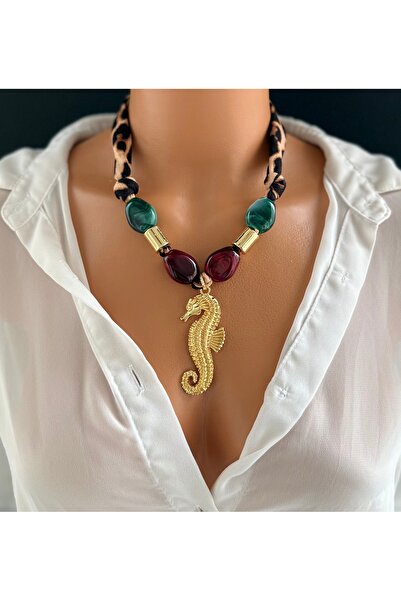 Limi Design Sea Horse Leopard Necklace-Bandana Necklace-Kerchief Necklace