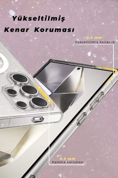 Fuchsia Samsung Galaxy S24 Ultra Case Star Magsafe Compatible Cover - Black