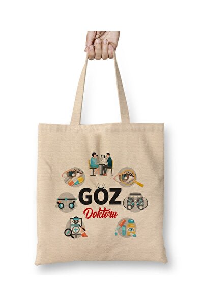 Toyaso Ophthalmologist Doctor Gift Physician White Cloth Bag Long Handle Shopping Bag Beach Bag