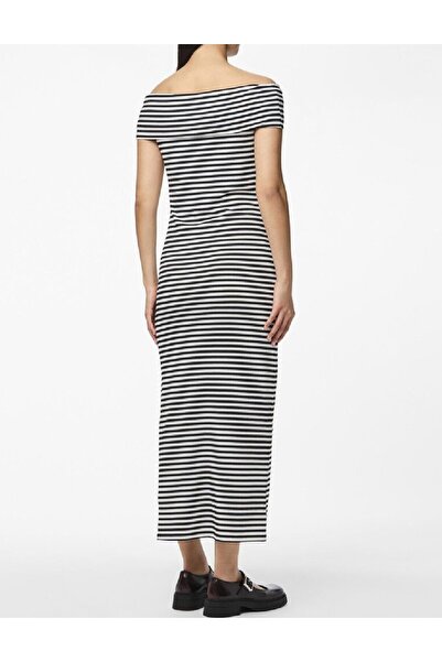 PIECES Rochie lunga, Alb/Negru