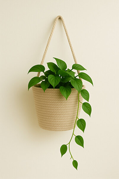 ÖRGÜM Decorative Basket Multi-Purpose Organizer 15X15 cm Plant and Vine Holde...