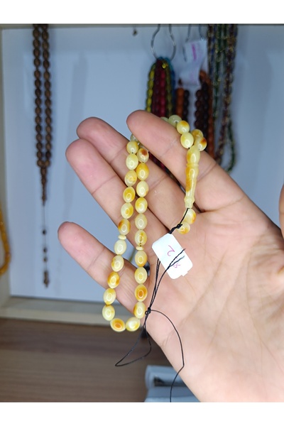 Kehribar Beyzi Kesim Reçineli Katkılı Beyaz Hareli Damla