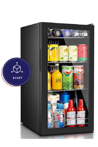 ARROW RO-110SCK 90L Glass Door Refrigerator (Black)