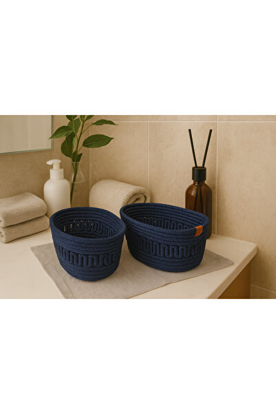 Efuliz Home Καλάθια οβάλ σχήματος 2 τεμαχίων με μοτίβο από άχυρο γιούτα, οργα...