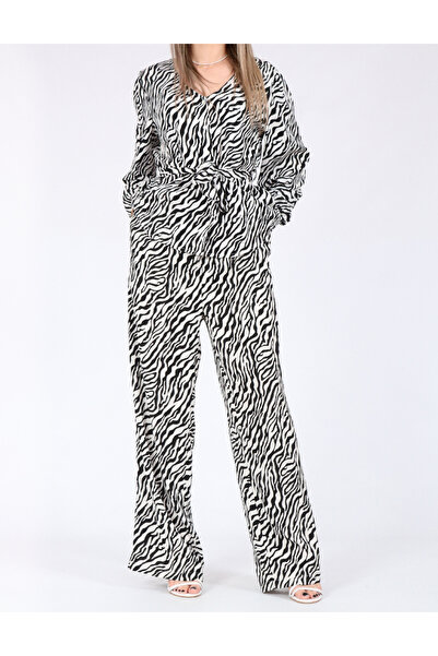 ONLY Pantaloni, Alb/Negru