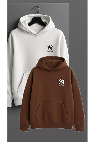 woonkey Unisex Oversized Hooded Sweat | Winter Thick Fabric | Soft Fleece Underwear | 2 Colors – Beige / Brown