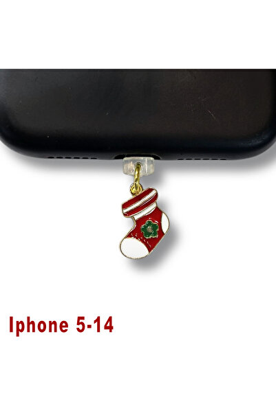 BSB Noel Yılbaşı Yeni Yıl Figürlü Telefon Charm Şarj Portu Toz Tıpası Toz Tıkacı Iphone-5-14 IP6512