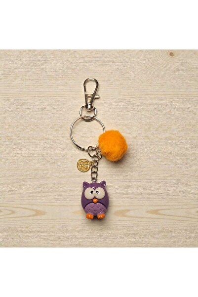 Pawnest Handmade سلسلة مفاتيح البومة الأرجوانية - سلسلة مفاتيح فو (福) مع كرة ...