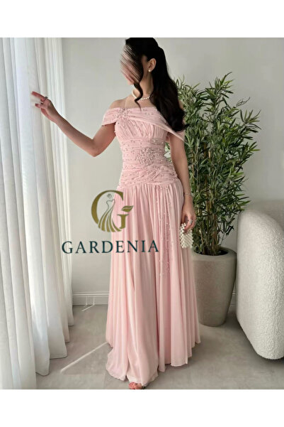 GARDENİA Pearl-Embellished Evening Dress