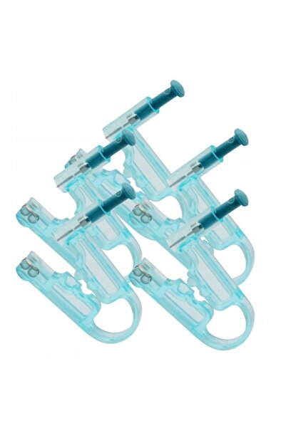 OEM Set of 5 Disposable Ear Piercing Devices, Stainless Steel/Plastic, Blue