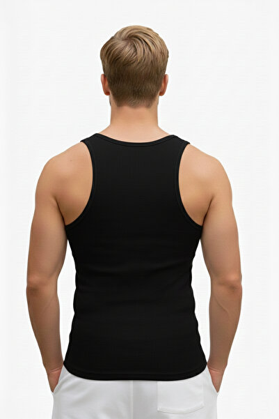 DeepSEA Men's Black-White Skin-Friendly 100% Cotton 2-Piece Men's Undershirt Set 2607071