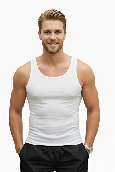 DeepSEA Men's Black-White Skin-Friendly 100% Cotton 2-Piece Men's Undershirt Set 2607071